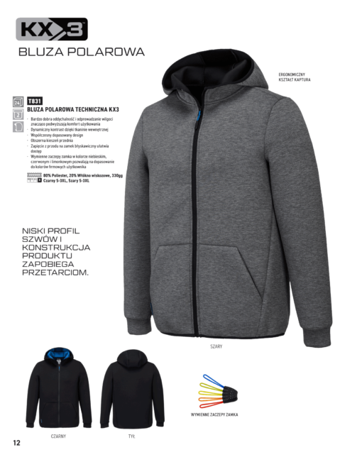 PORTWEST T831 Bluza robocza polarowa techniczna KX3 czarna L - obrazek 12