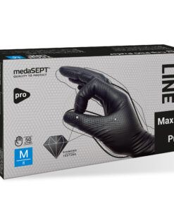 PROCERA Rękawice Ochronne, Nitrylowe Bezpudrowe Czarne 50 szt. - Max Grip Black